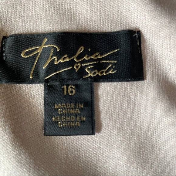 Thalia Sodi Bogota Dress Size 16 Taupe Combo Beaded Halter Colorblock Midi NWT - Picture 3 of 14